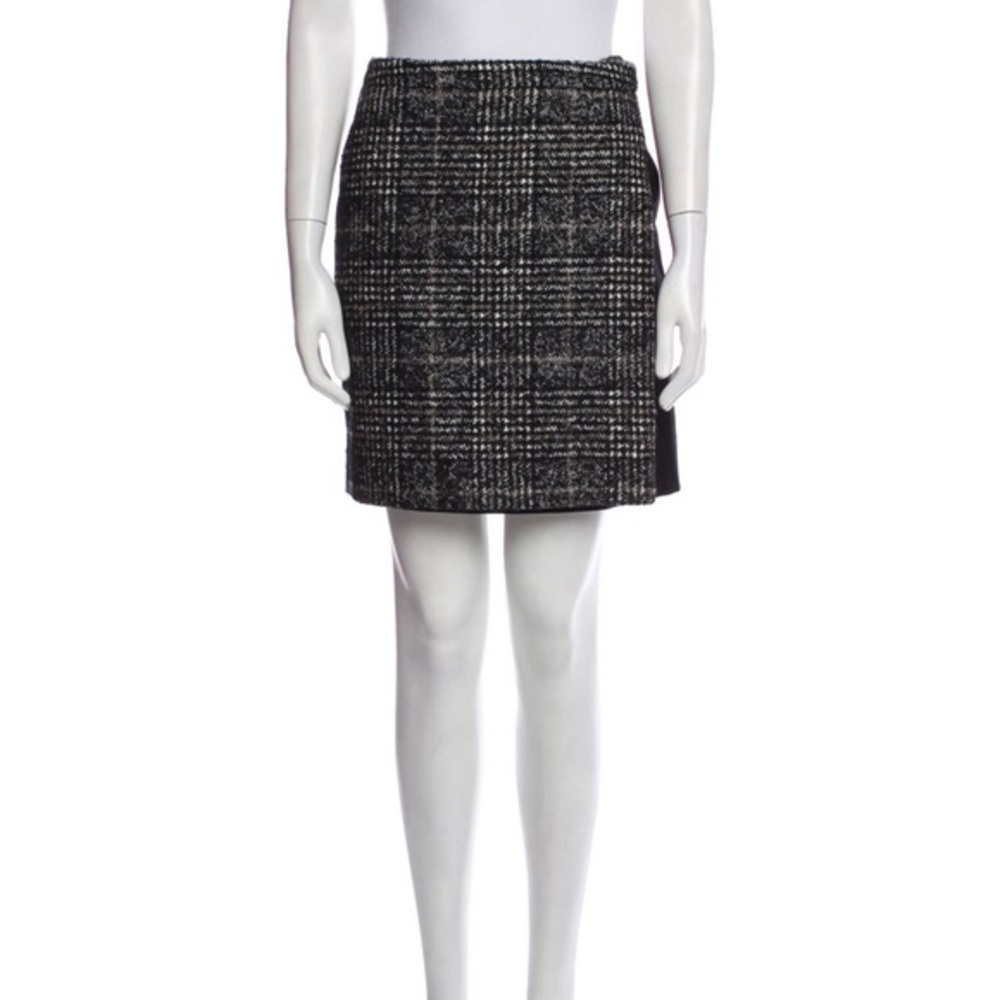 Akris Punto Tweed Pattern Wool Checked Wrap Skirt - S/M